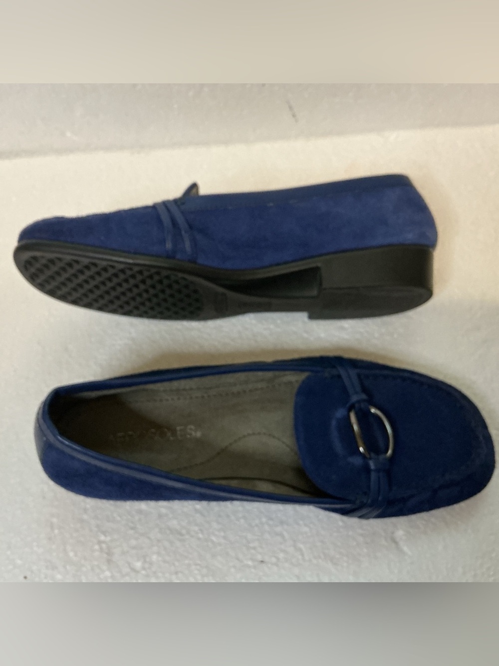 Aerosoles DUBOIS Blue Suede Leather Loafers Women’s Sz 9M Horsebit Comfort Flats - Picture 5 of 7